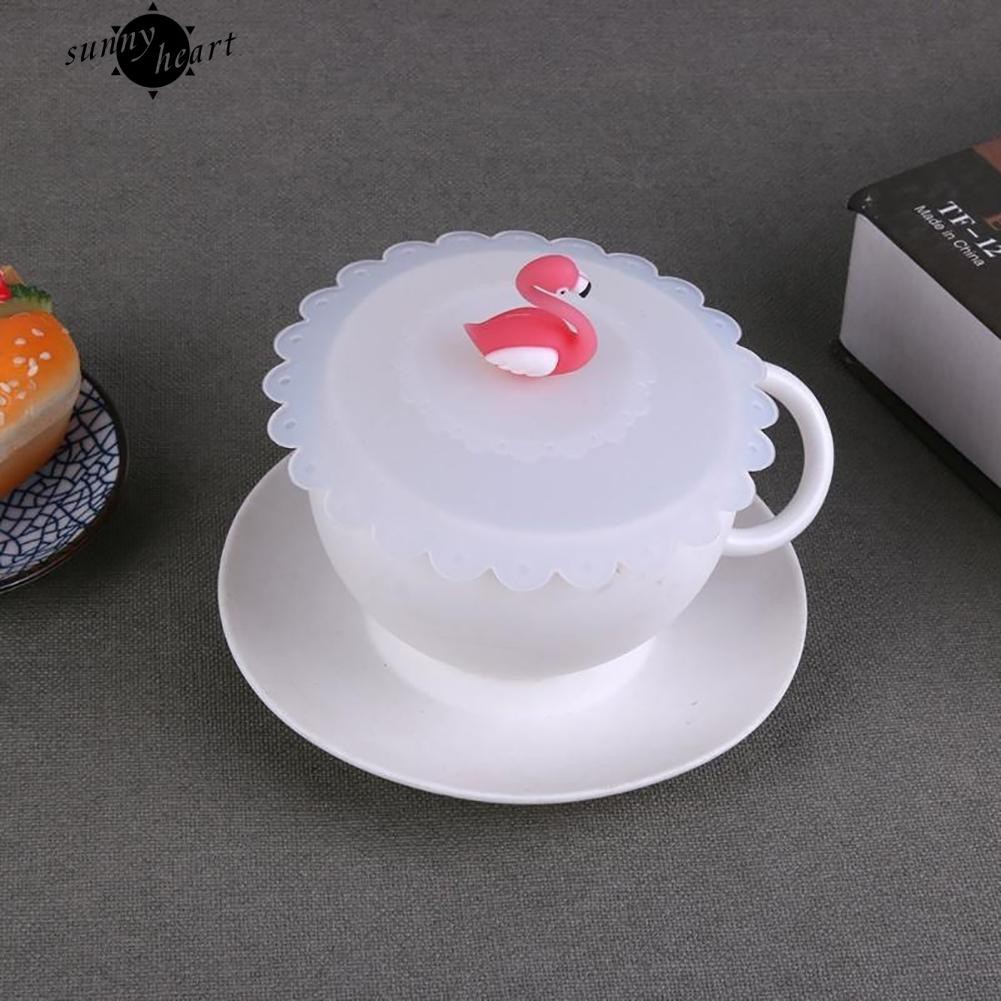 Nắp Đậy Cốc Cà Phê Chống Bụi Bằng Silicon Hình Hồng Hạc