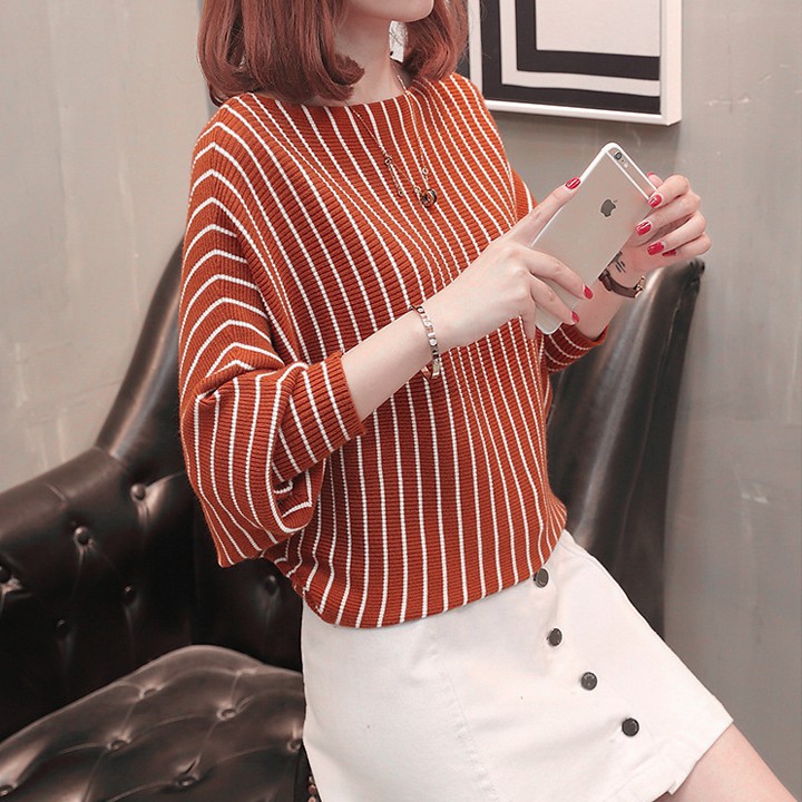 Áo len nữ đẹp dáng form rộng phối sọc big size