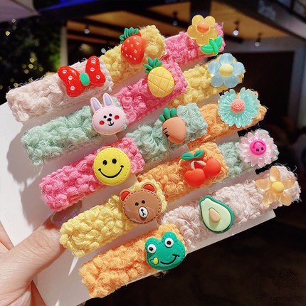 Bộ 5 Kẹp Tóc Kiểu Hoạt Hình Xinh Xắn Phong Cách Hàn Quốc Cho Bé Gái