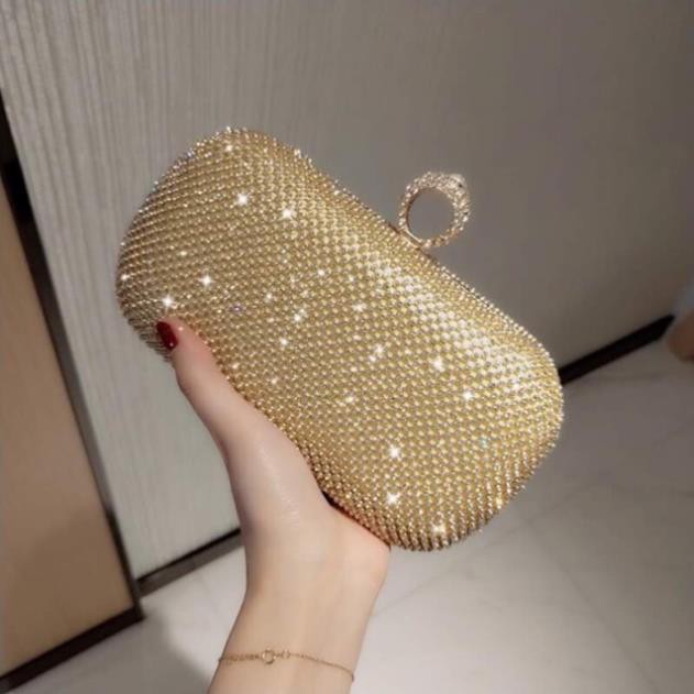 Clutch ví cầm tay nữ đính đá xỏ ngón siêu sang