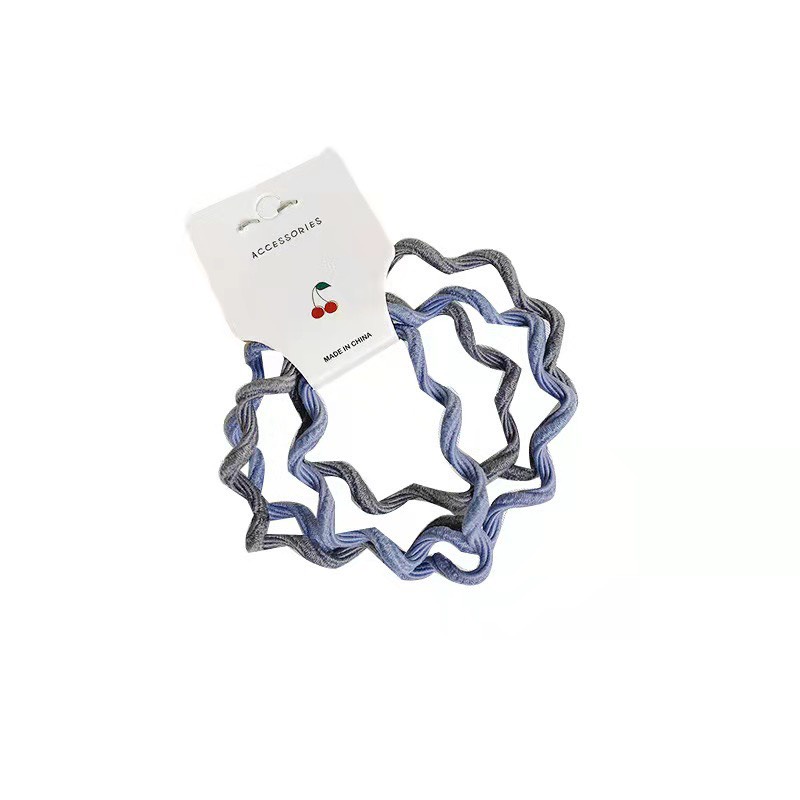 DÂY BUỘC TÓC (SET 4 SỢI) PHONG CÁCH HÀN QUỐC HỌA TIẾT LƯỢN SÓNG ĐỘC ĐÁO