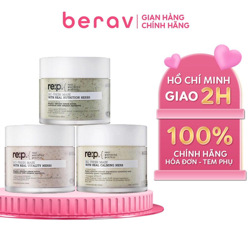 Mặt Nạ Đất Sét Hữu Cơ RE:P Bio Fresh Mask With Rep Real Herbs Cấp ẩm Và Phục Hồi Da 130g