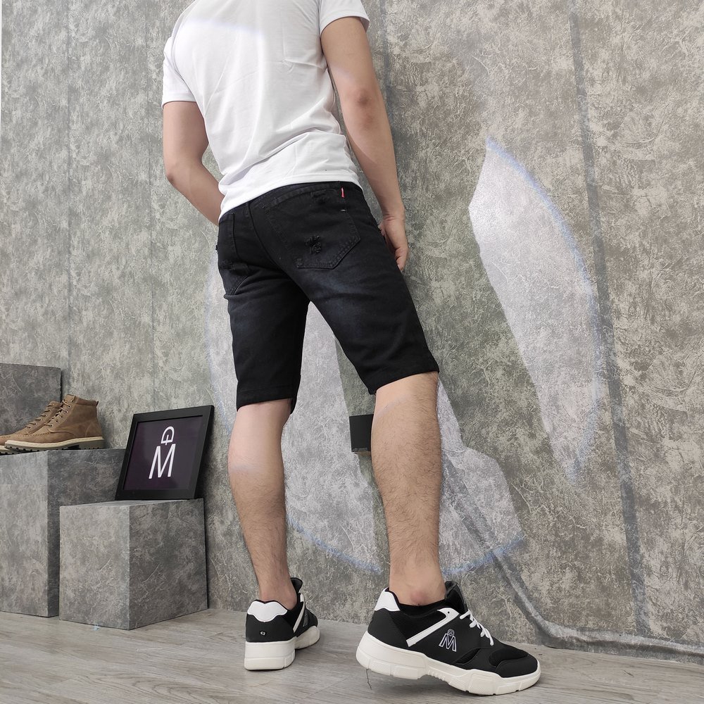 Quần short jean nam rách MĐ Q417 đen