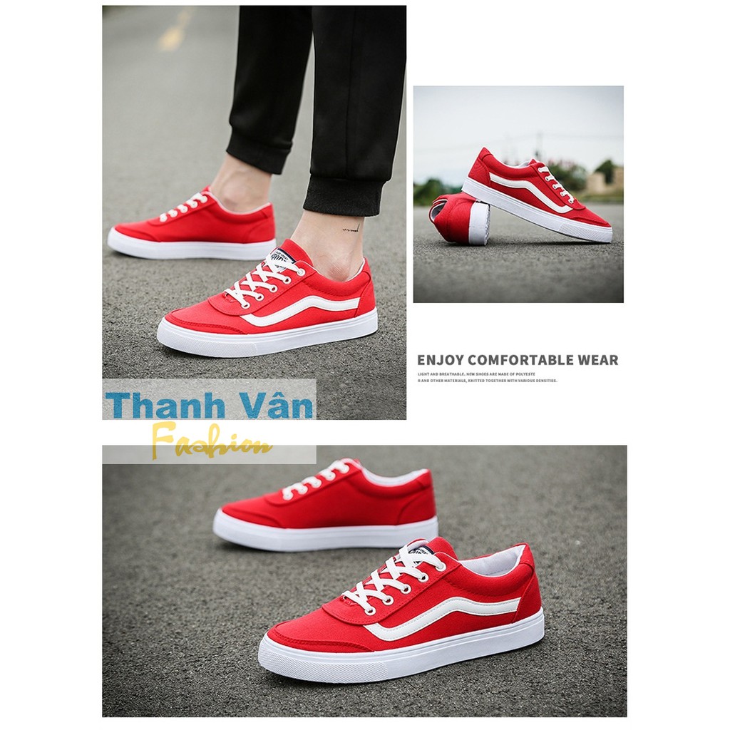 Giày vải nam TV031, màu đỏ phối trắng, size từ 39-44 | BigBuy360 - bigbuy360.vn