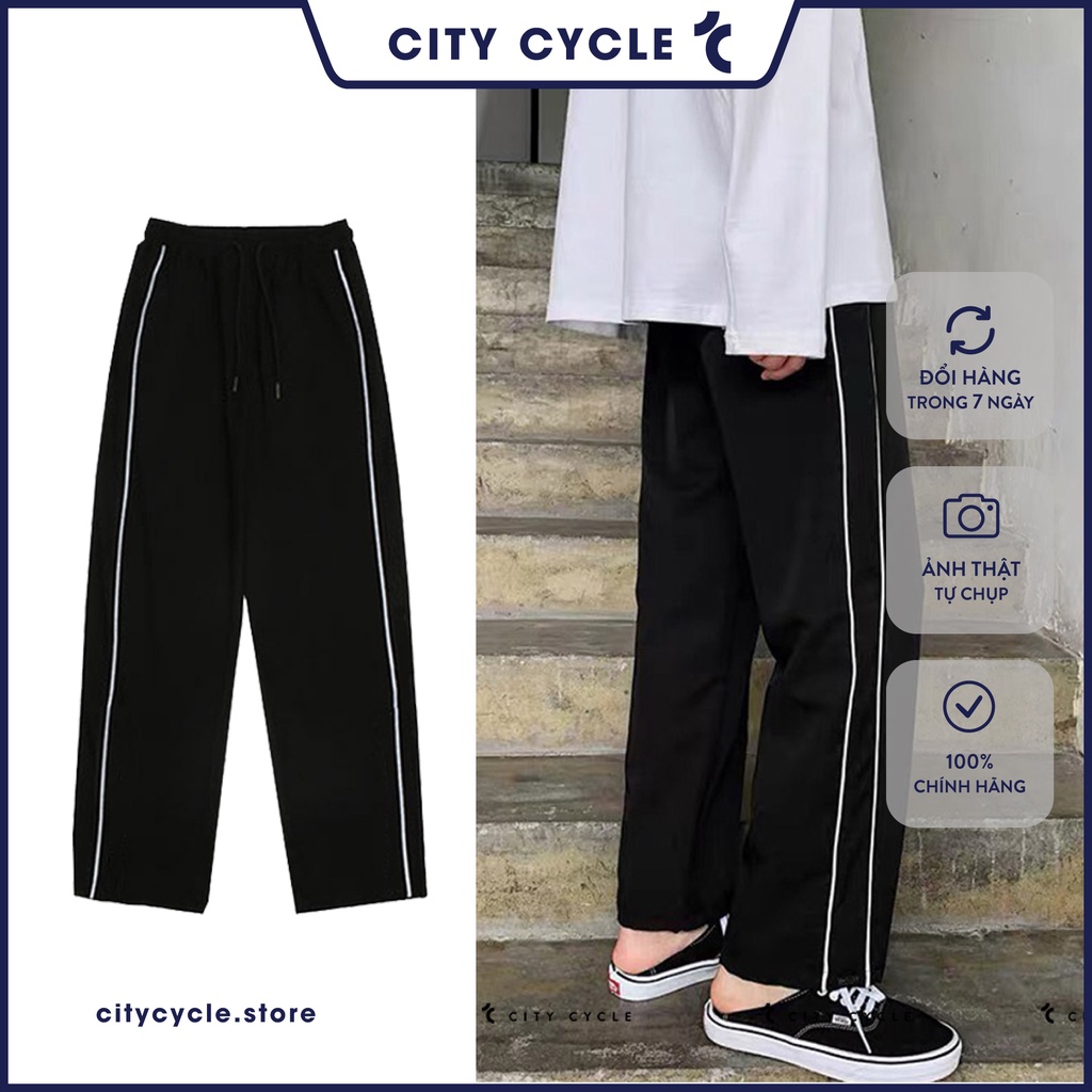 Quần ống rộng nam nữ 2 line City Cycle - Quần vải phối 2 sọc Unisex ống suông Local Brand