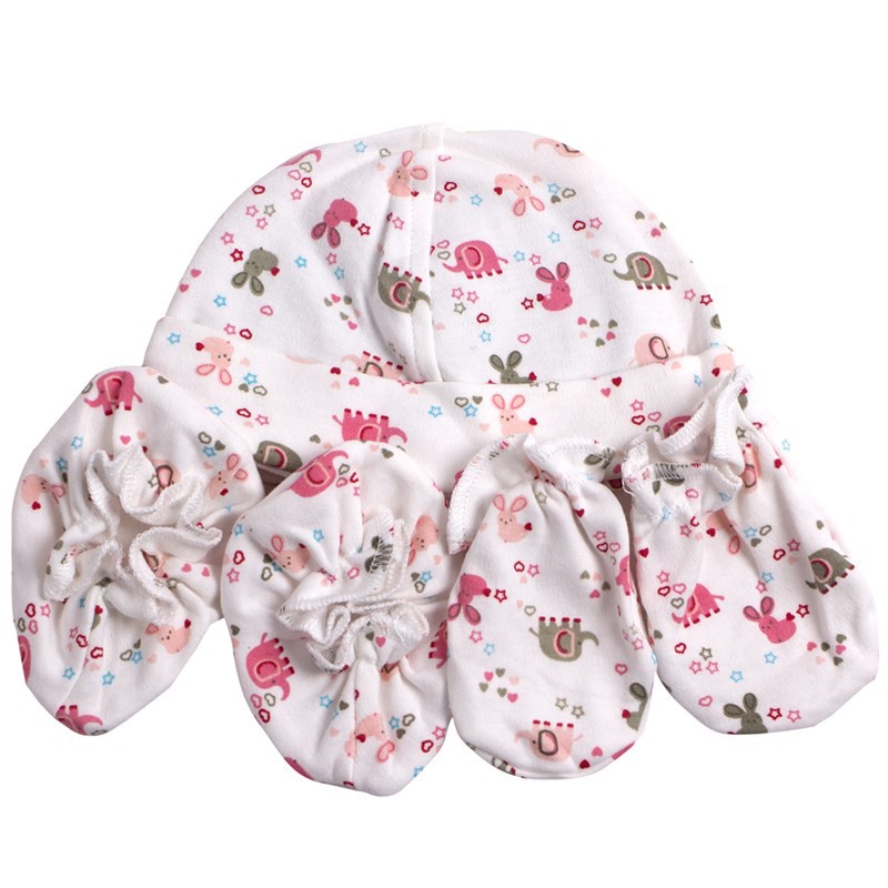 Set nón bao tay, bao chân cho bé sơ sinh Momcare 0-3M