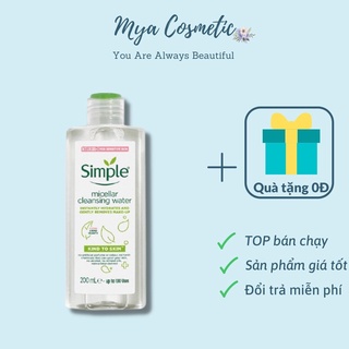 Nước Tẩy Trang Simple Micellar Cleansing Water 200ml cho da khô dầu mụn nhạy cảm
