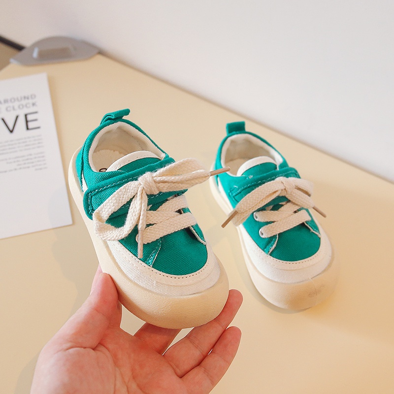 Giày Thể Thao Đế Mềm Chống Trượt Màu Trơn Cột Dây Thời Trang Cho Bé Trai Và Gái 2-12 Tuổi