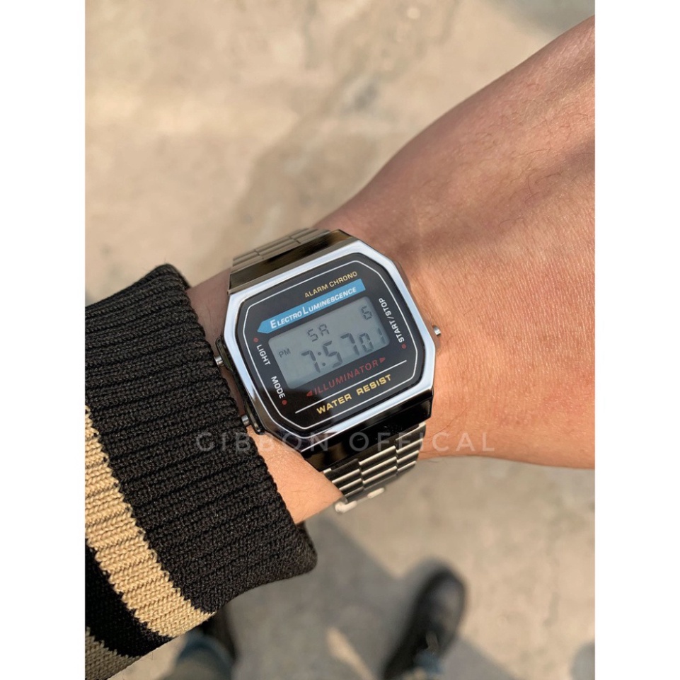 Đồng hồ nam, nữ a168 dây thép không rỉ 4 màu thời trang