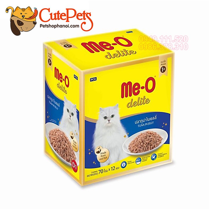 Thức ăn ướt Sốt Me-O Delite hộp 12 gói Dành cho mèo lớn - Siêu thị thú cưng