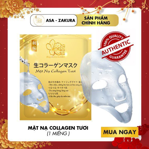 Mặt nạ collagen tươi Asa Zakura - Dưỡng trắng căng bóng làn da