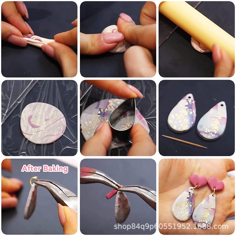 Set 118 Dụng Cụ Cắt Đất Sét Kèm Khuôn Làm Bông Tai DIY