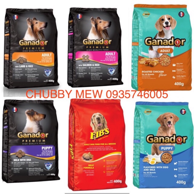 Gói 400gr Thức ăn cho chó Ganador - FIB's - adult - puppy