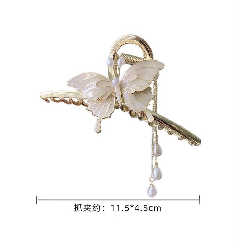 Kẹp tóc kim loại cỡ lớn hình bướm tua rua thanh lịch sang trọng tinh tế kẹp tóc sau đầu cho nữ