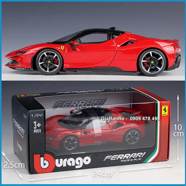 Xe Mô Hình Kim Loại Ferrari Stradale Tỉ Lệ 1:24 - Bburago - Đỏ -  8185.1