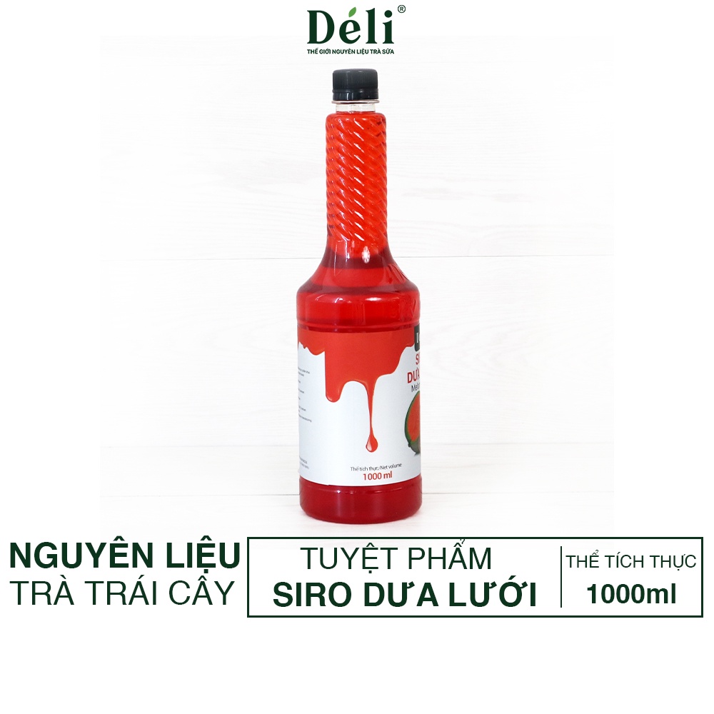 Siro Dưa lưới cao cấp Deli [chứa 65% THỊT QUẢ THẬT] Vị thanh tự nhiên (Chai nhựa 1LÍT) Nguyên liệu pha chế trà sữa