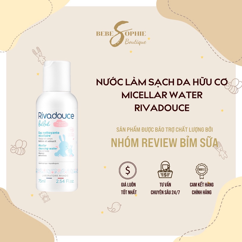HÀNG AIR - Nước làm sạch hữu cơ dịu nhẹ, lành tính cho bé từ sơ sinh RIVADOUCE 75ML