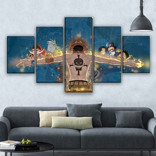 Poster Phim Hoạt Hình One Piece Portgas D. Set 5 Tranh Canvas Treo Tường Trang Trí Nhà Cửa