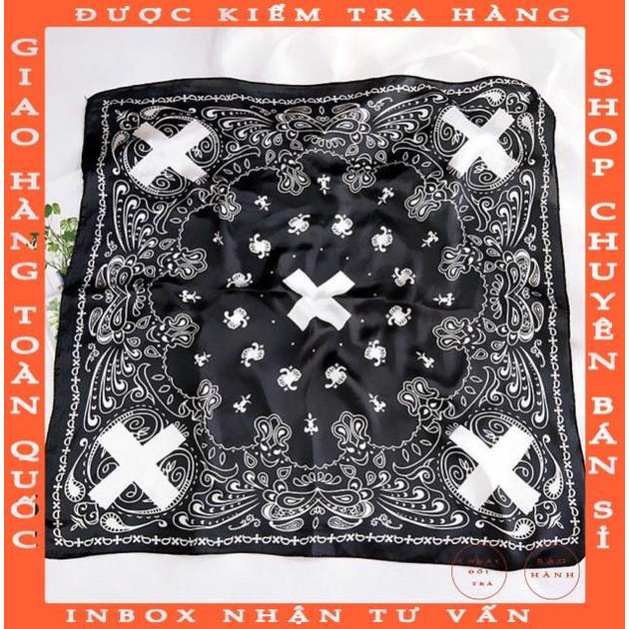 Khăn bandana lụa màu đen size 60x60cm dành cho nam jhoangdong