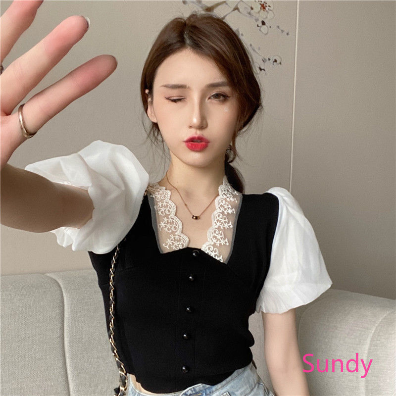 Áo croptop tay ngắn thời trang mùa hè dễ thương cho nữ