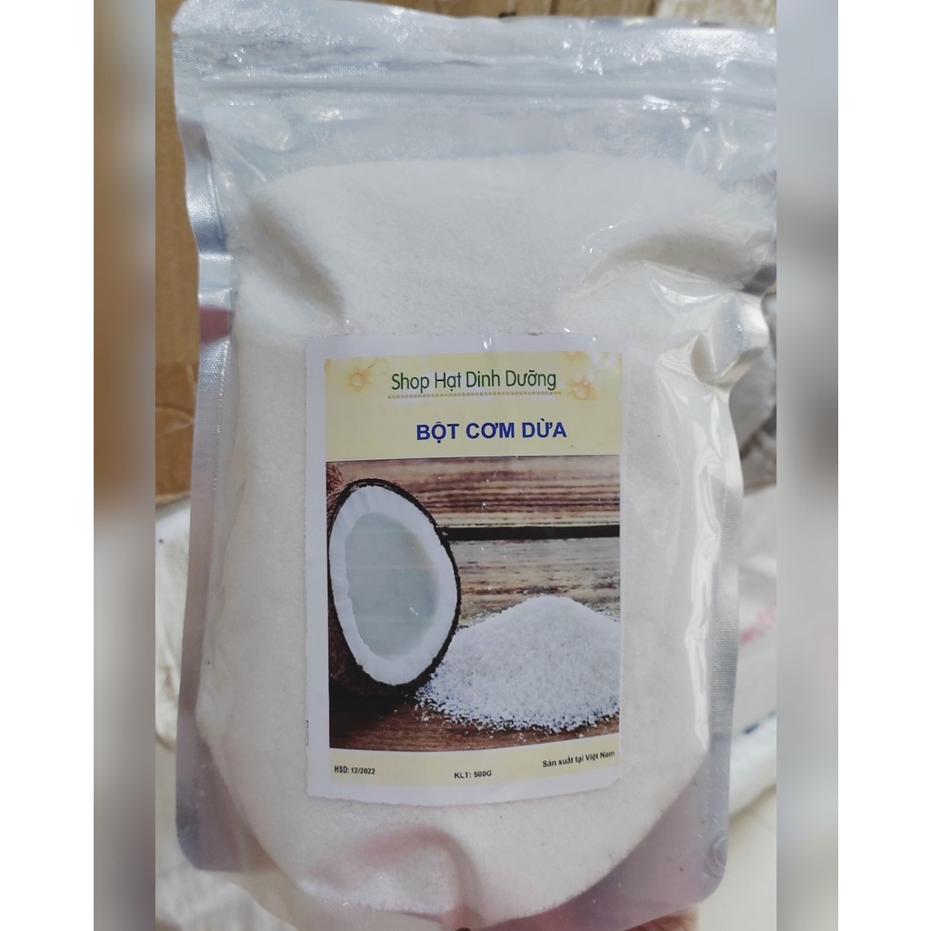 Bột cơm dừa sấy khô nguyên chất/vụn cơm dừa xay mịn làm bánh keto, ăn kiêng, giảm cân (500g)