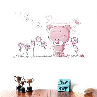 Decal Dán Tường Hình Gấu Hồng