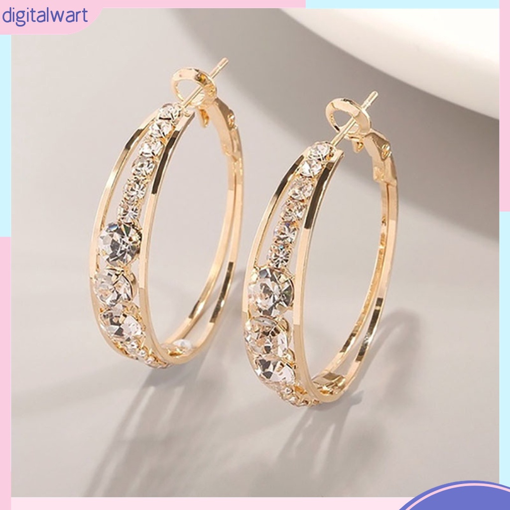 Bông Tai Tròn Đính Đá Lấp Lánh Quyến Rũ Dành Cho Nữ