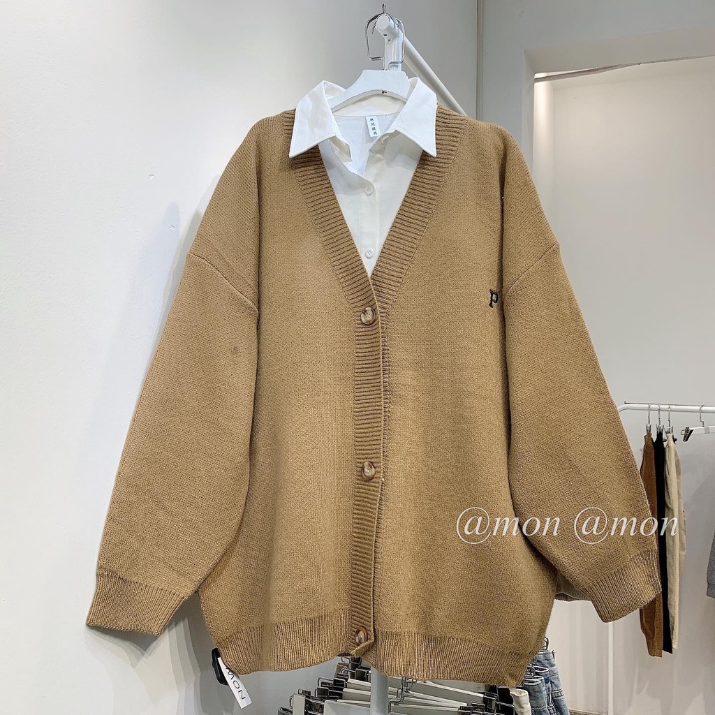 210712 Cardigan len dày - áo len nữ ulzzang - áo cardigan len oversize chất len dày thêu chữ | BigBuy360 - bigbuy360.vn