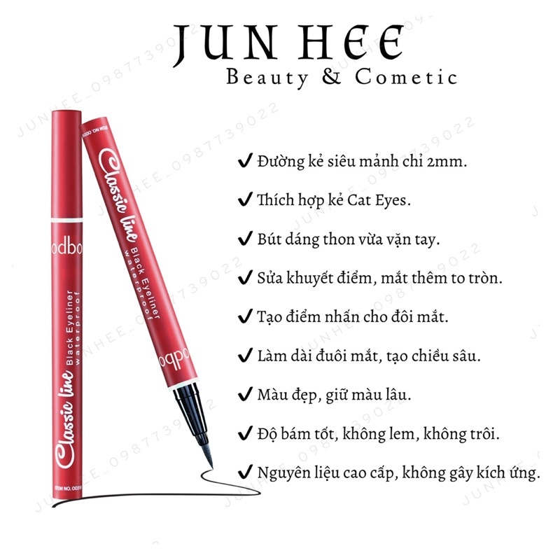 [ JUNHEE AUTH ] Kẻ mắt Odbo Classic Line Black Eyeliner Thái Lan