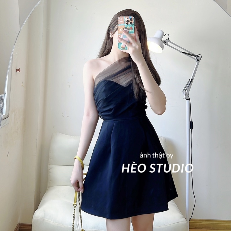 Đầm Đi Tiệc Lệch Vai Cúp Ngực Hèo Studio (Ảnh Thật)