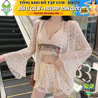 Đồ Bơi Nữ Sét Bikini Len Móc Đi Biển 3 Chi Tiết BHN019 [ Giá Sỉ ]