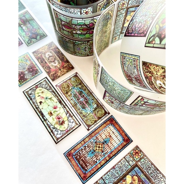 Hình dán washitape cửa sổ kính màu từ Kiroku studio, bán theo chu kỳ