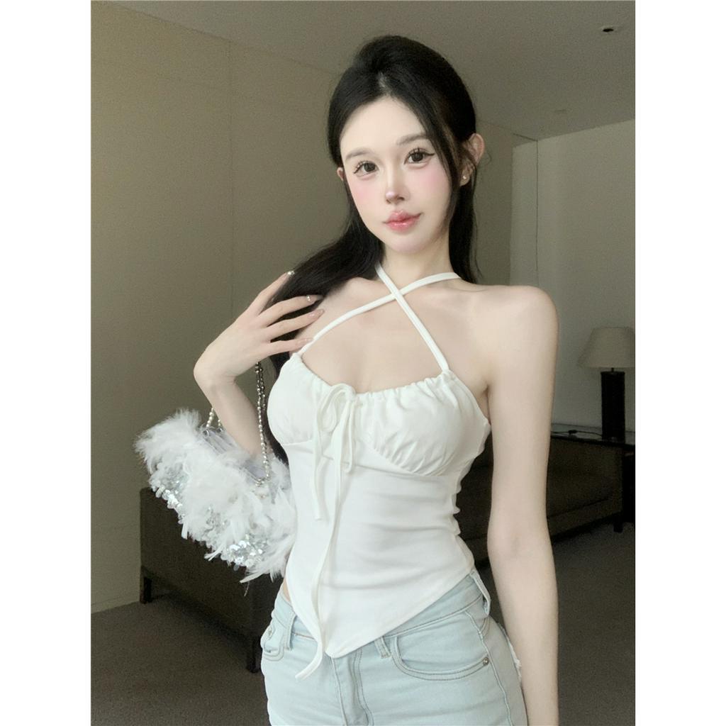 QADCOL Áo Hai Dây Áo Lửng Hai Dây Cổ Yếm Ôm Dáng Gợi Cảm Cho Nữ Thiết Kế