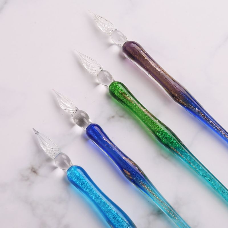 Giá Đỡ Bút Viết Thư Pháp Họa Tiết Bầu Trời Đầy Sao Thủy Tinh Màu Gradient