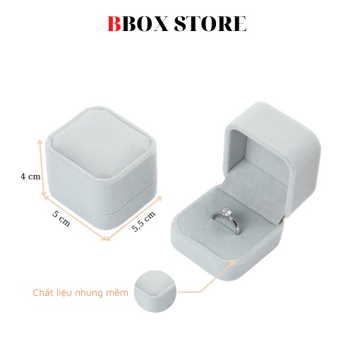 Hộp đựng nhẫn cưới, bông tai chất liệu vải nhung BBOX