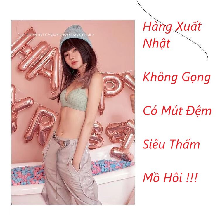 Áo Lót Đúc Su 🍀 Lẻ = Sỉ 🍀 3.Áo Lót Nữ Không Gọng Nâng Ngực Xuất Nhật - Áo Ngực Nữ Họa Tiết Kẻ Ô Có Đệm Mút