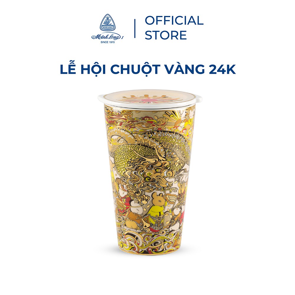 Ly sứ dưỡng sinh Minh Long 480ml - Lễ Hội Chuột (V24K)