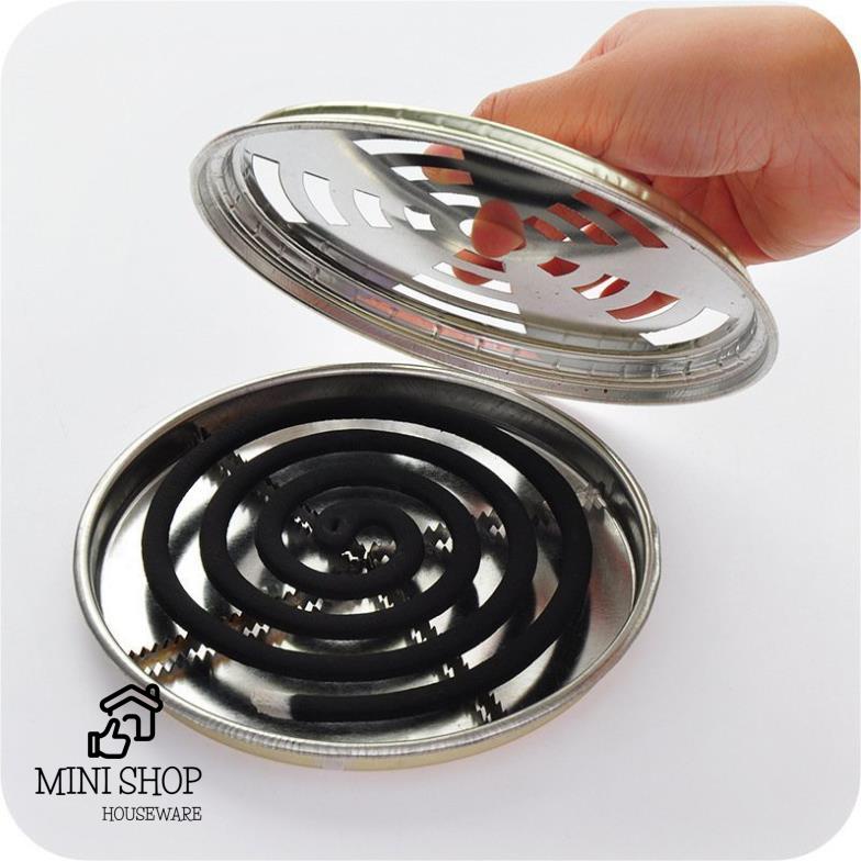 Hộp Đựng Nhang Muỗi Bằng Thép Không Gỉ Có Nắp Đậy An Toàn