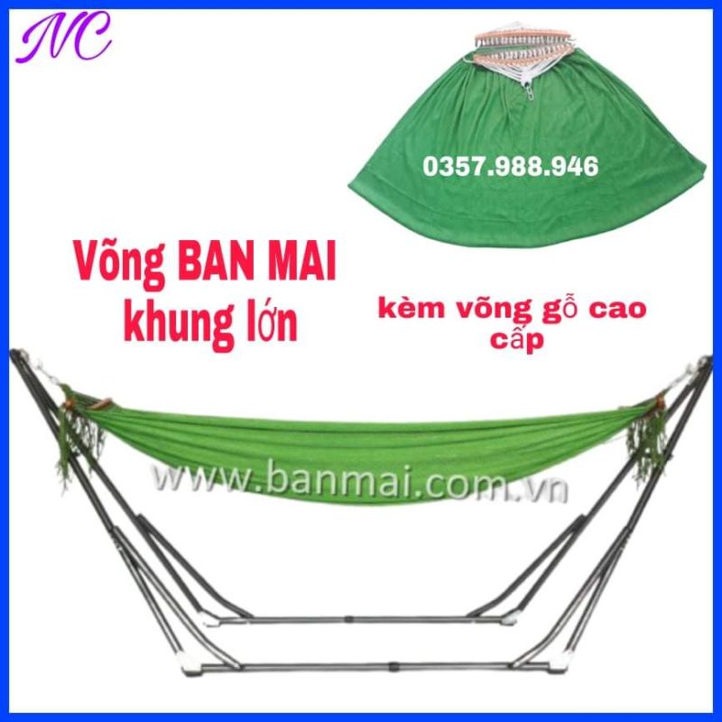 Võng Xếp Sắt Ban Mai (cỡ lớn) (khung + võng cán gỗ cao cấp)