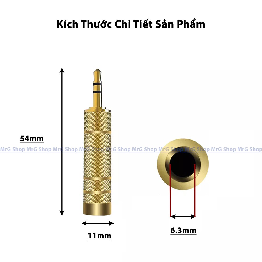 Đầu Chuyển Jack 3.5mm Ra Lổ 6.35mm (6ly 6.5ly) màu vàng giá 1 chiếc