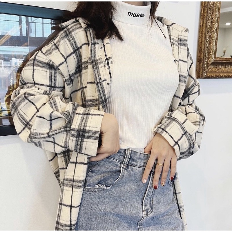 ÁO THUN CỔ LỌ THƯƠNG HIỆU MUAHMUAH HÀN QUỐC / STITCH TURTLE NECK