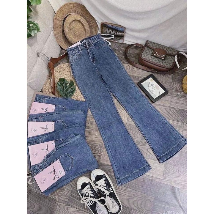 Quần Jeans ống loe trơn may gấu hàng đẹp