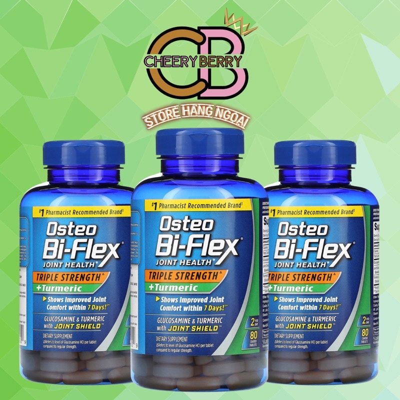 Osteo Bi-Flex Joint Health, Triple Strength + Turmeric Sức khỏe khớp, Sức mạnh gấp ba + Nghệ, 80 Viên nén- USA 🇺🇸
