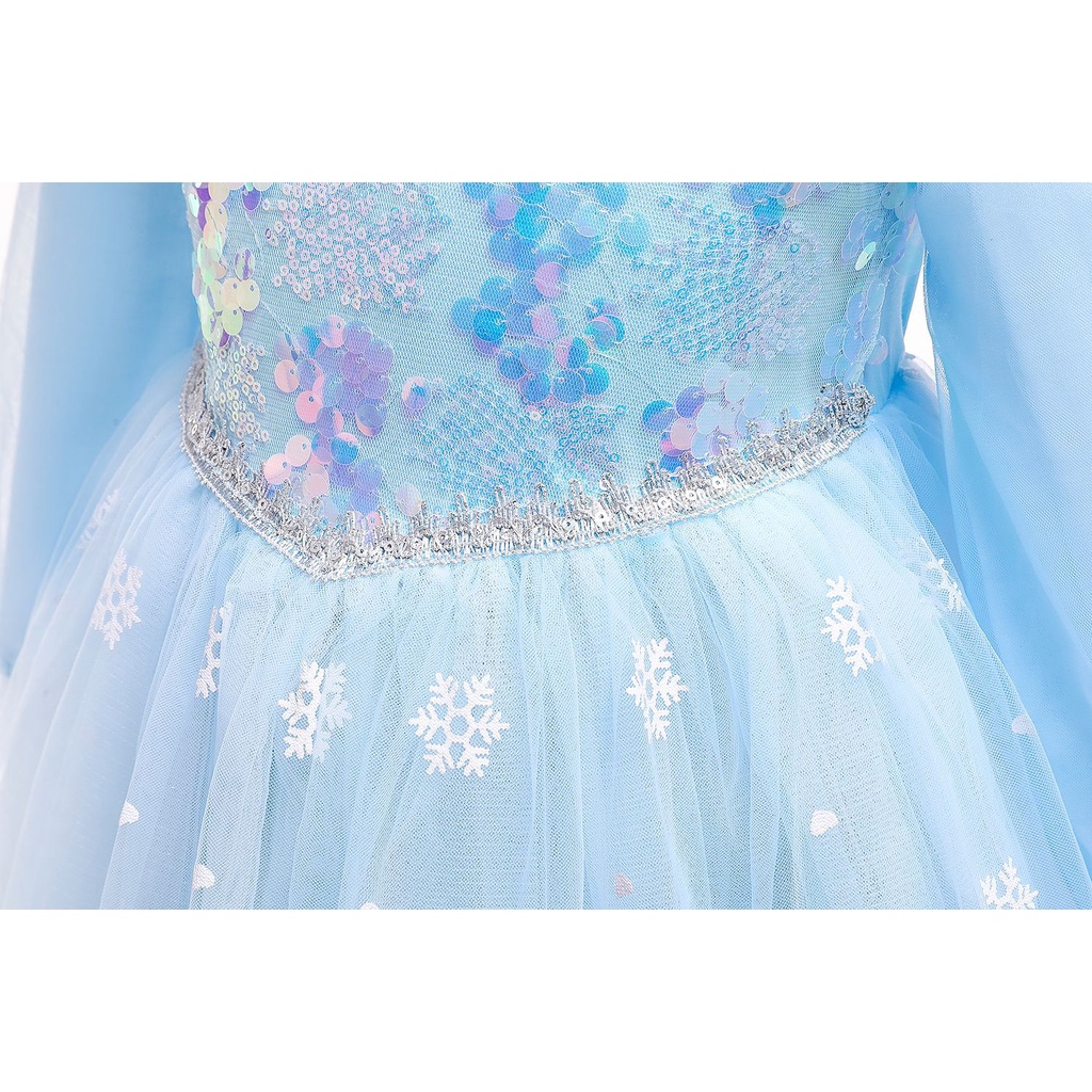 Váy đầm công chúa Elsa tay dài cho bé gái 4-10 tuổi - mẫu mới Frozen 2