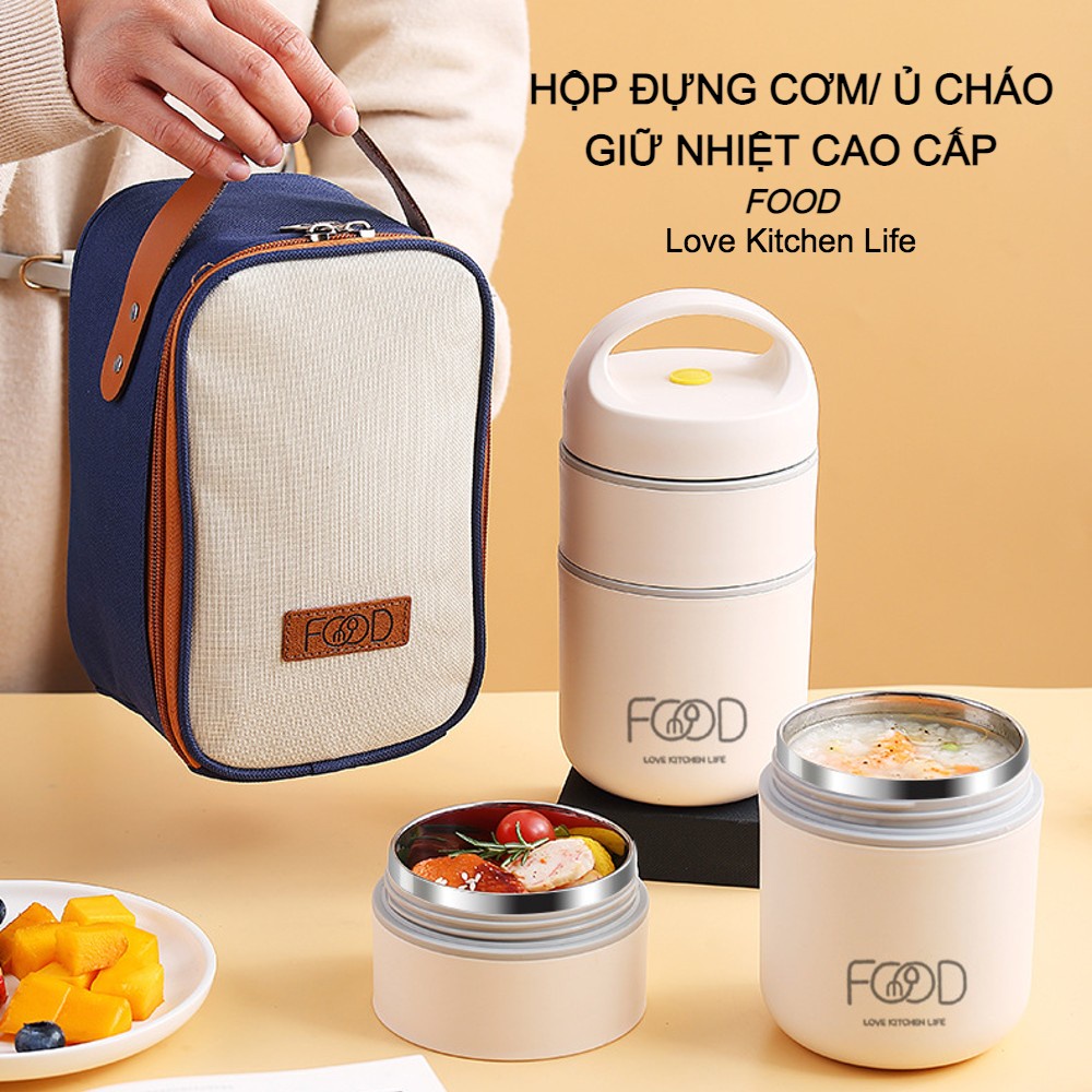 Hộp đựng cơm inox 304 cao cấp FOOD 3 lớp giữ nhiệt, cặp lồng / cà mên đựng cơm 1 tầng, 2 tầng, 3 tầng