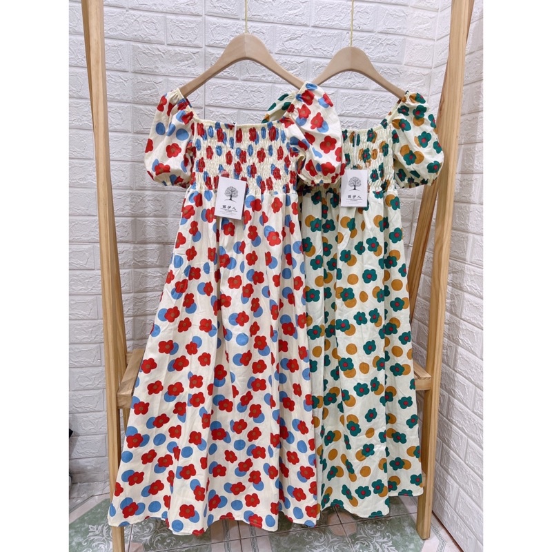 Váy Hoa Chun Ngực 3 Màu Cổ Vuông Dáng Babydoll Siêu Xinh Có Ảnh Thật Kèm Video | BigBuy360 - bigbuy360.vn