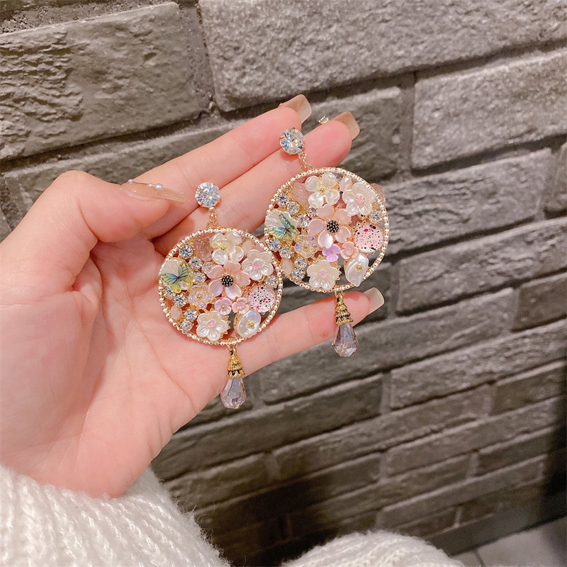 Bông Tai Mạ Bạc 925 Hình Hoa Sang Trọng Phong Cách Bohemian