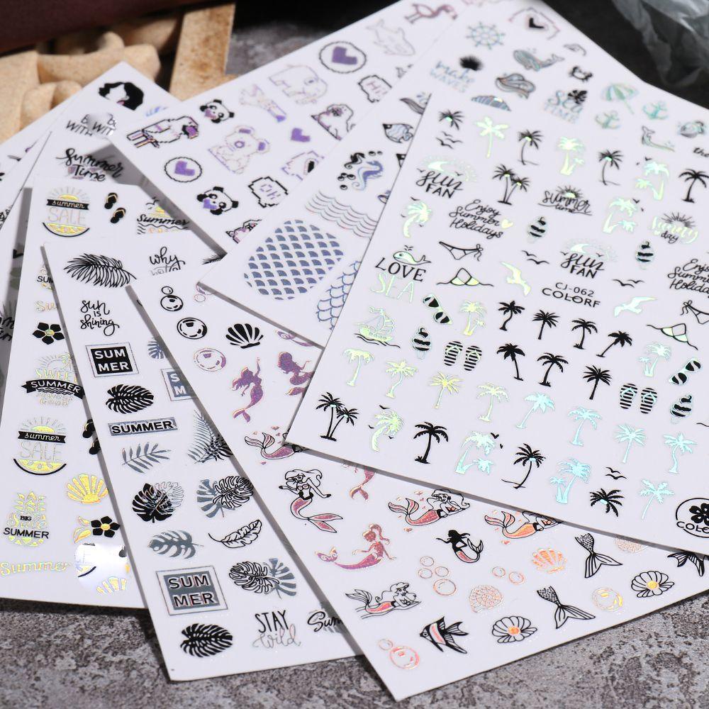 Sticker Dán Trang Trí Móng Tay Hình Cây Dừa Và Cây Dừa