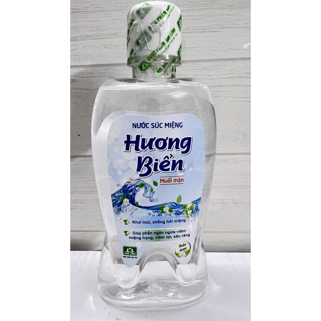 Nước súc miệng hương biển muối mặn hoa linh chăm sóc răng miệng.chai 400ml.suckhoechomoinha