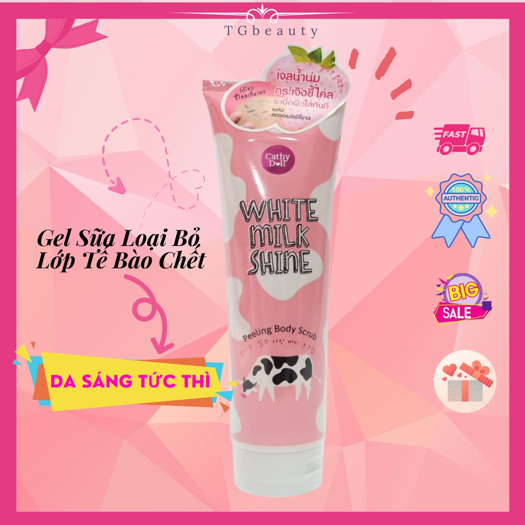 Tẩy da chết toàn thân Cathy Doll White Milk Shine Peeling Body Scrub Thái Lan 320ml